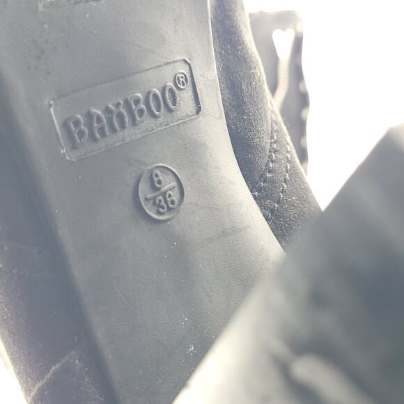 Bamboo Black 4.5" Block High Heel Round Toe Lace Up Ankle Boots Women Size 8 - Picture 9 of 9